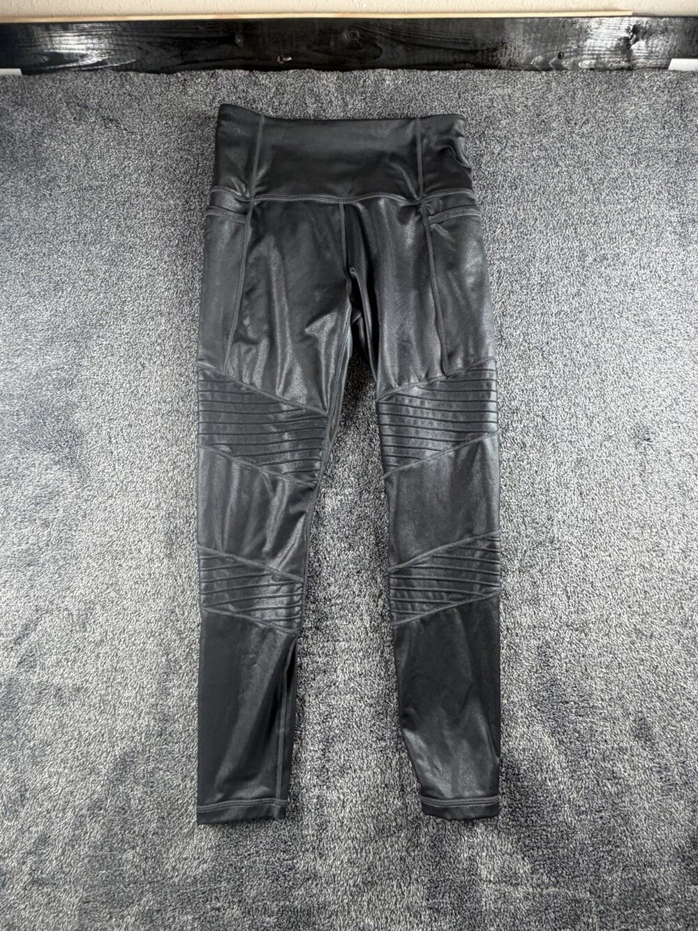 Athleta Pants Womens Small Metallic Inclination Moto Tight Stretch Yoga Gym